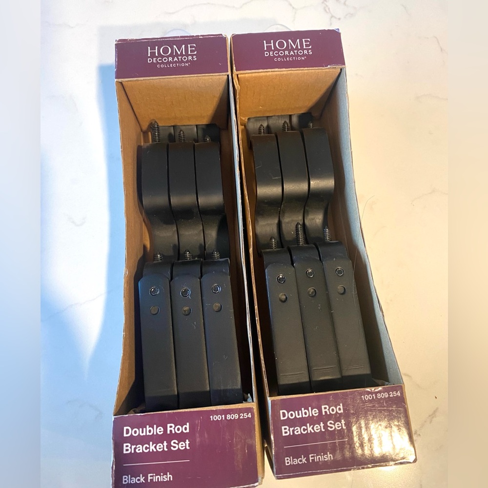 Window Double Rod Bracket Set Black Finish